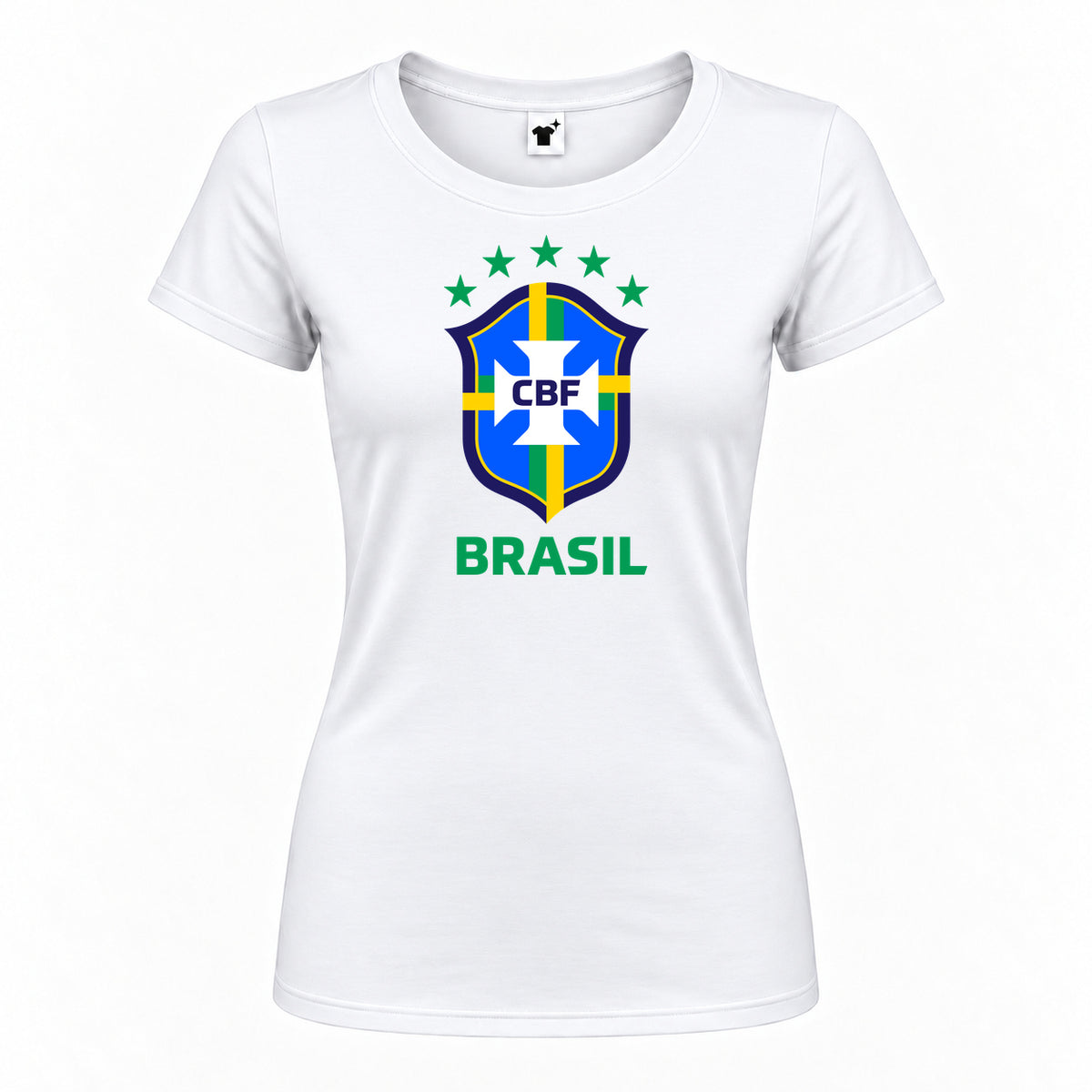Women's Brasil National Soccer Team Round Neck T-Shirt | Color: White