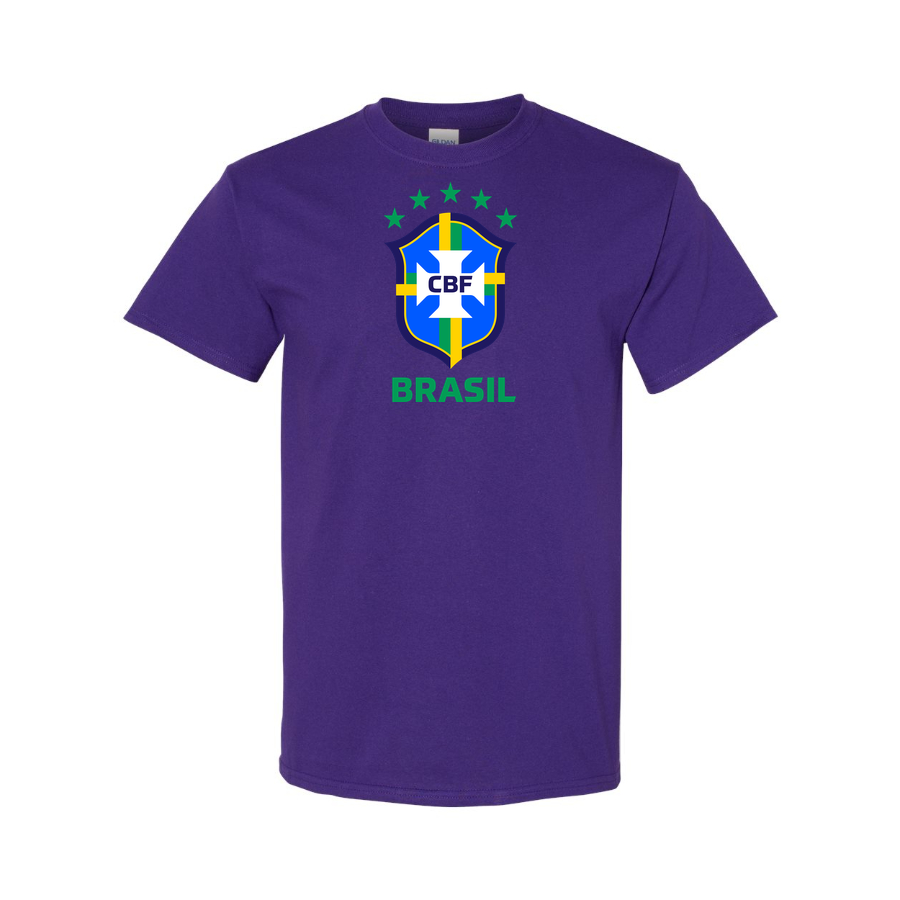 Youth Kids Brasil National Soccer Team Cotton T-Shirt | Color: Purple | Original artwork on Drive garment