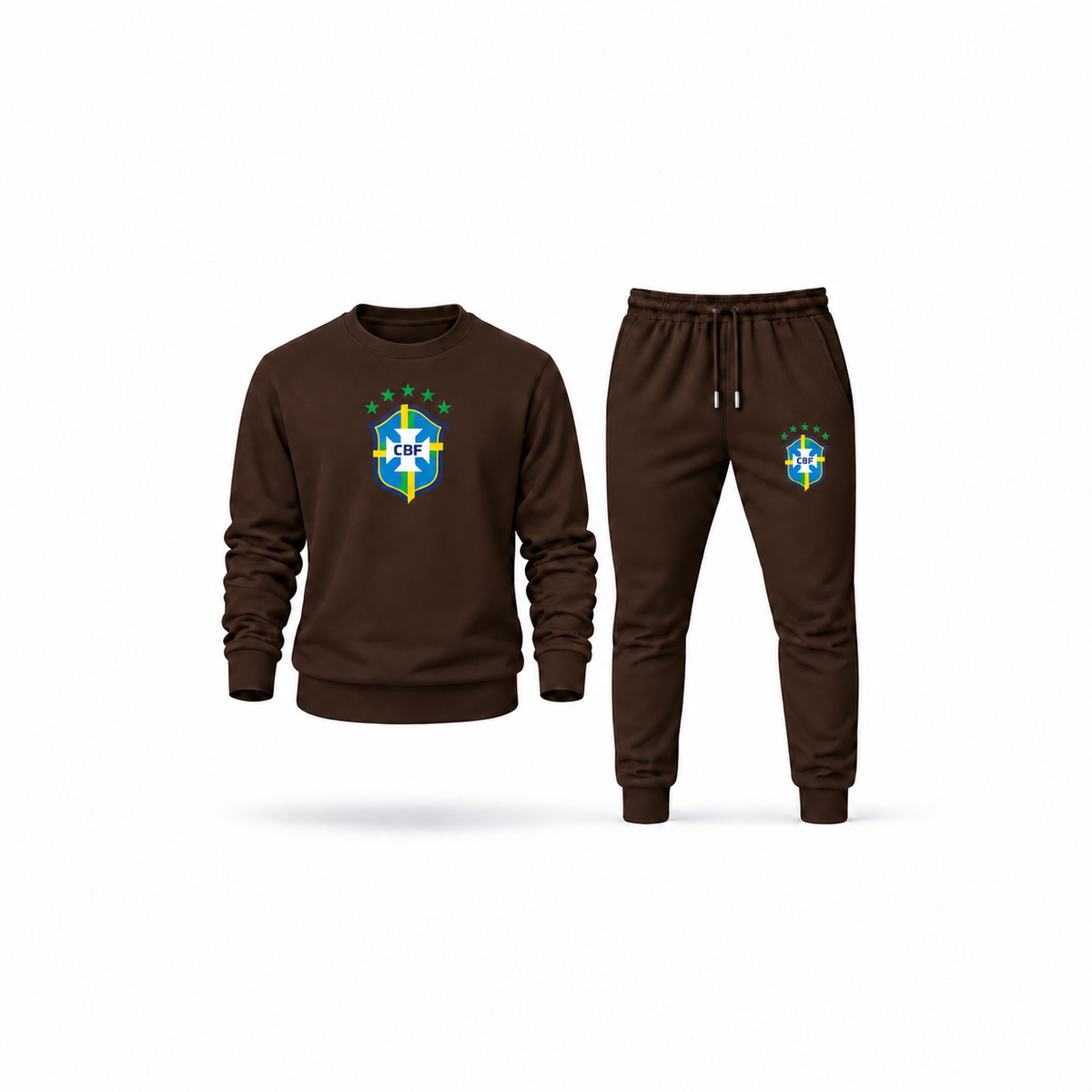 Men's Brazil National Soccer Team Sweatshirt Joggers Set | Color: Brown | Main