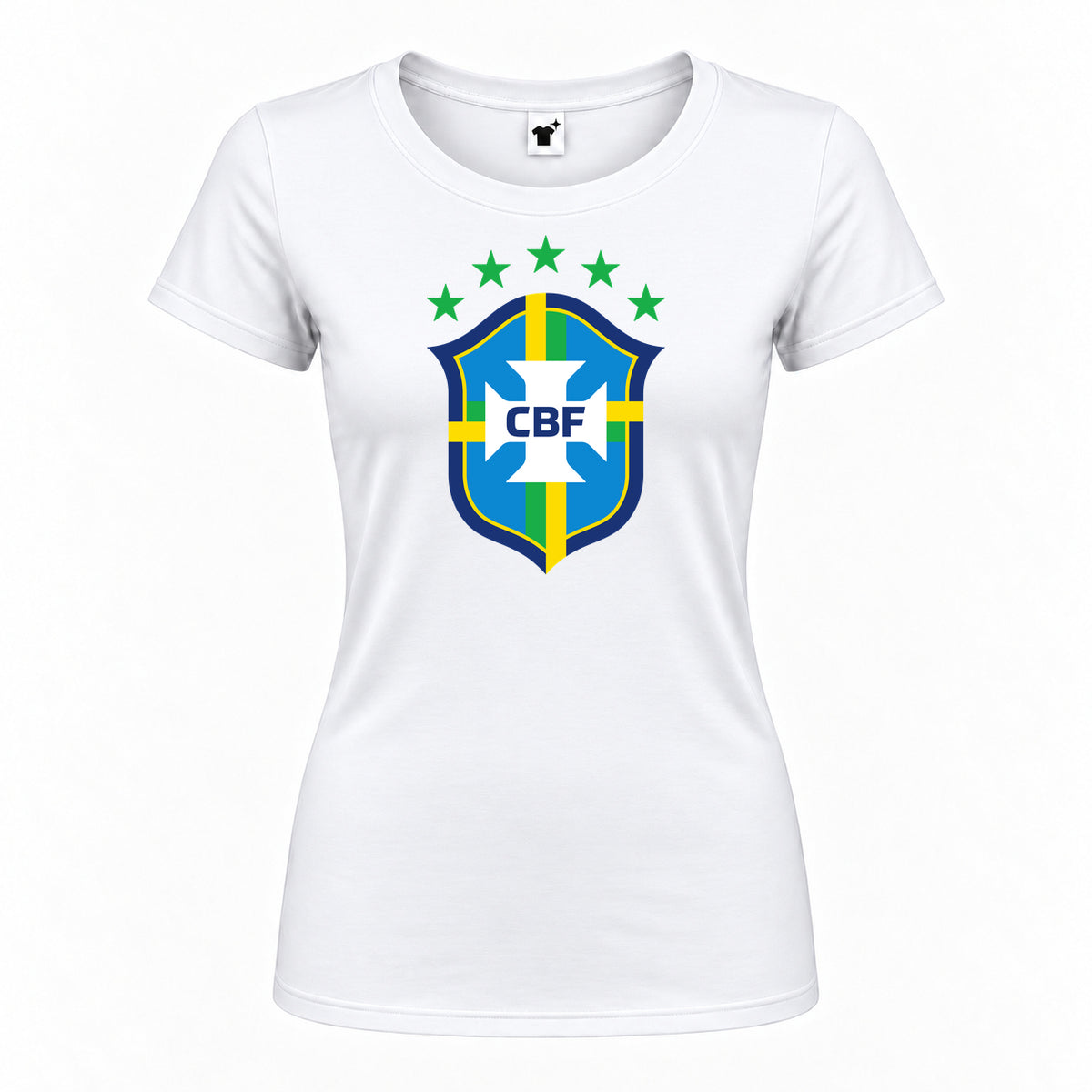 Women's Brazil National Soccer Team Round Neck T-Shirt | Color: White