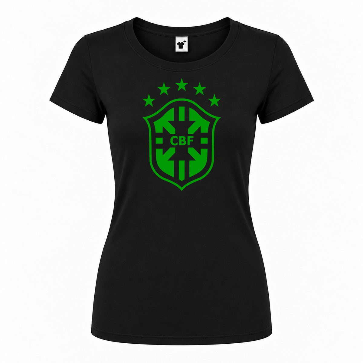 Women's Brazil Soccer Round Neck T-Shirt | Color: Black