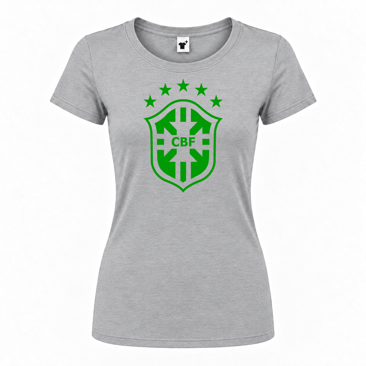 Women's Brazil Soccer Round Neck T-Shirt | Color: Grey