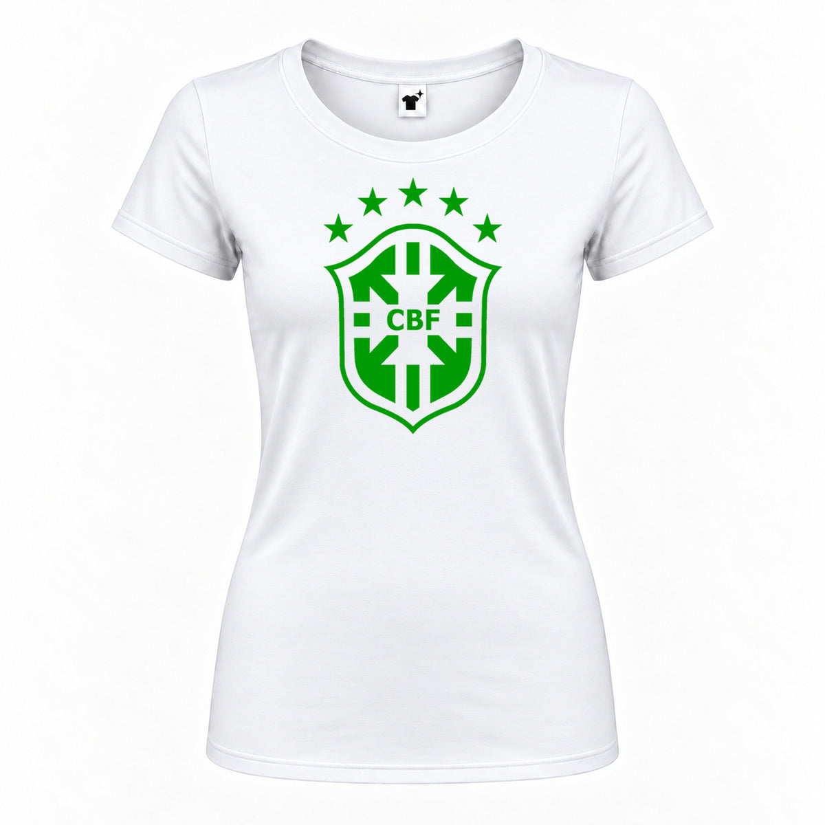 Women's Brazil Soccer Round Neck T-Shirt | Color: White