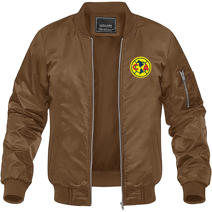 Men's Club America Football Lightweight Bomber Jacket Windbreaker Softshell Varsity Jacket Coat