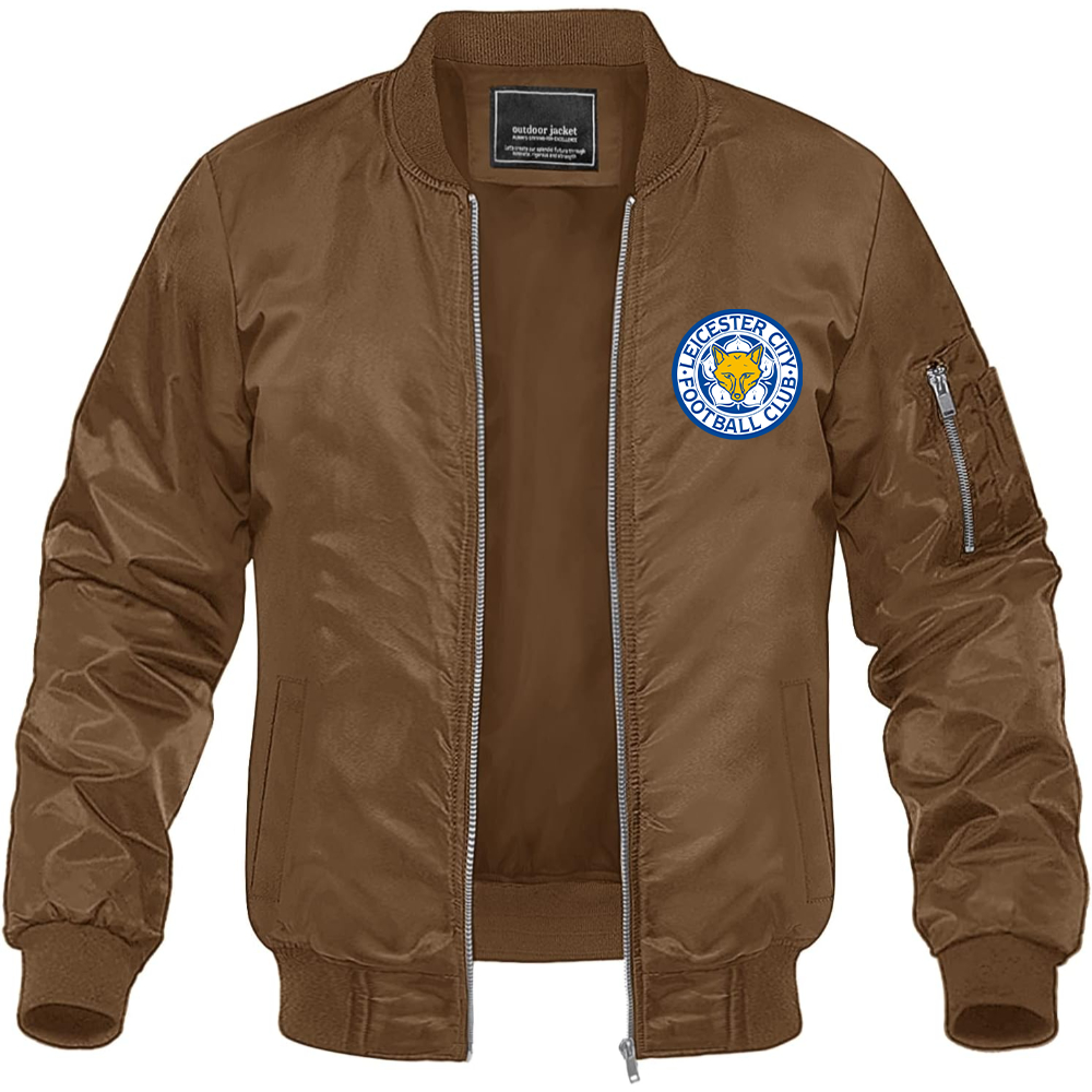 Men's Leicester City FC Lightweight Bomber Jacket Windbreaker Softshell Varsity Jacket Coat