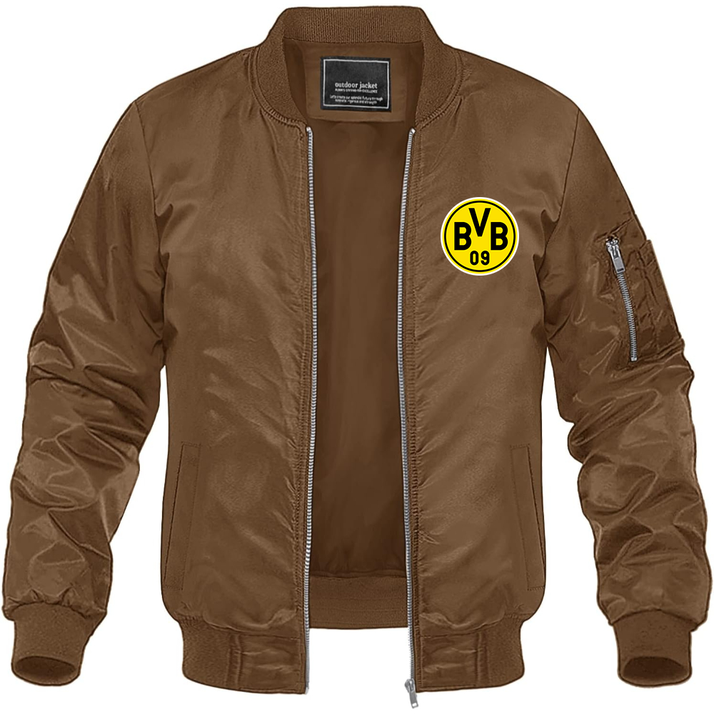 Men's Borussia Dortmund BVB FC Lightweight Bomber Jacket Windbreaker Softshell Varsity Jacket Coat