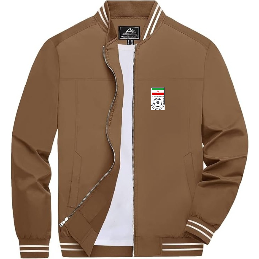 Men’s Iran National Soccer Team  - Lightweight Zip-Up Bomber Jacket with Ribbed Collar and Cuffs - Versatile Casual Outerwear