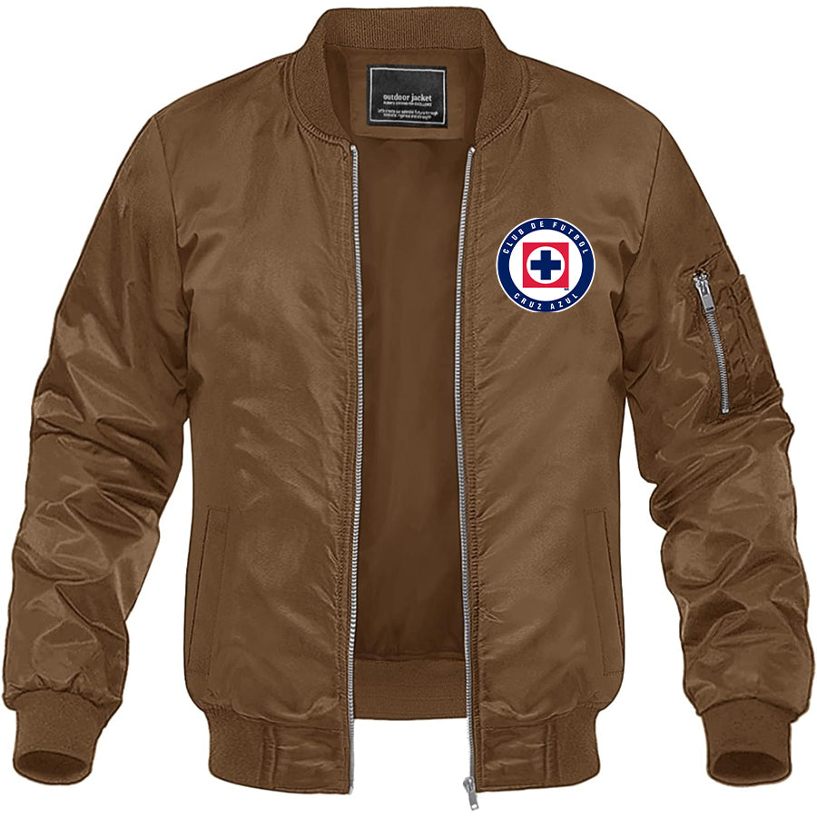 Men's Cruz Azul Football Club Lightweight Bomber Jacket Windbreaker Softshell Varsity Jacket Coat