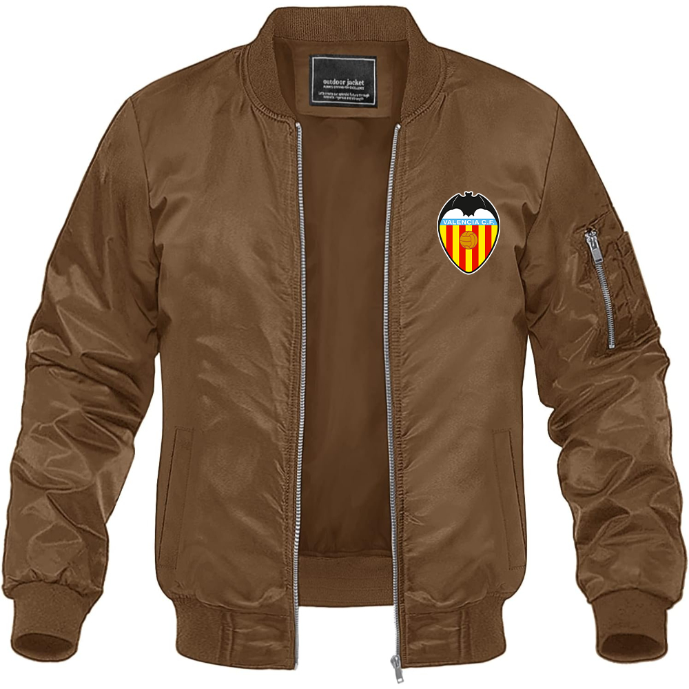 Men's Valencia FC Lightweight Bomber Jacket Windbreaker Softshell Varsity Jacket Coat