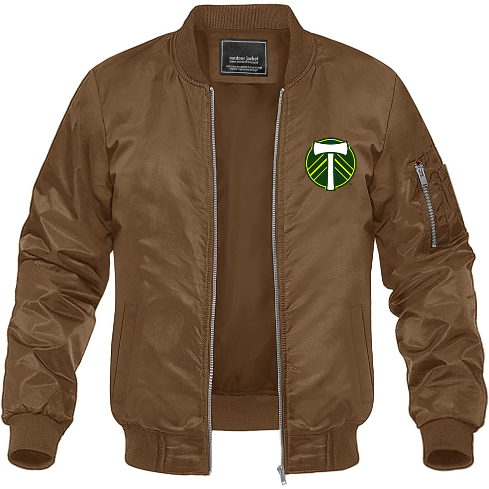 Men's Portland Timbers FC Lightweight Bomber Jacket Windbreaker Softshell Varsity Jacket Coat