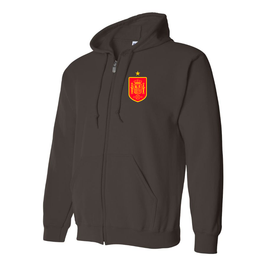 Men's Spain Red Logo National Soccer Team Zipper Hoodie