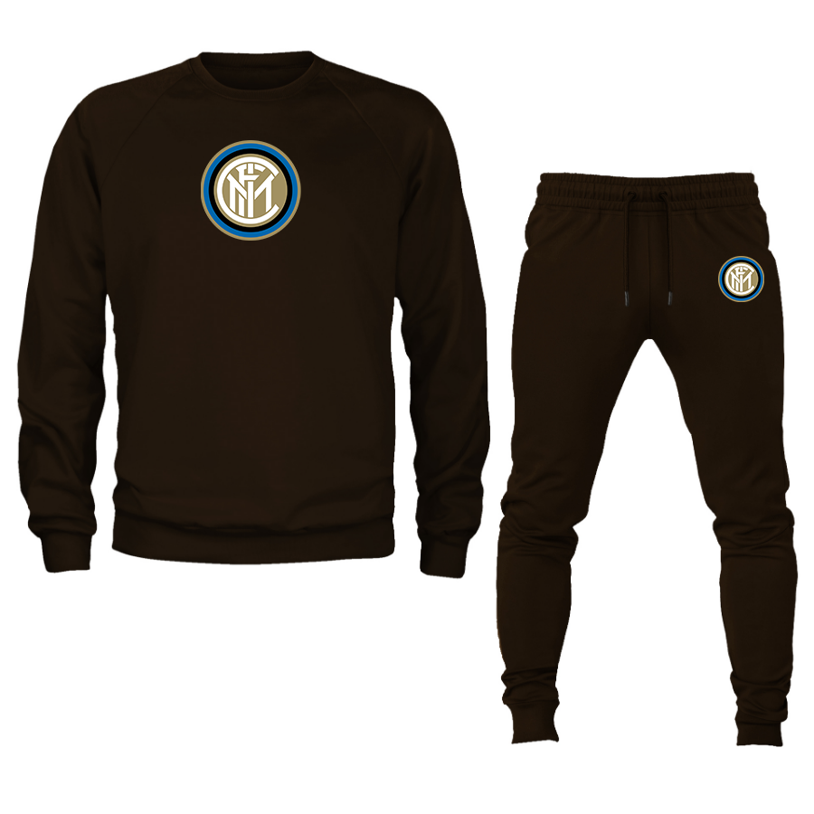 Men's Inter Milan Soccer Logo Crewneck Sweatshirt Joggers Suit