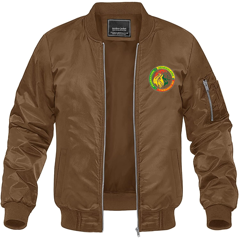 Men's Senegal National Soccer Teams Lightweight Bomber Jacket Windbreaker Softshell Varsity Jacket Coat