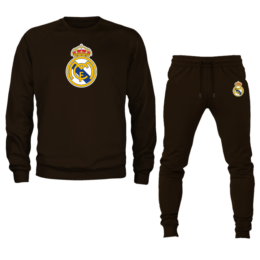 Men’s Real Madrid Soccer Logo Crewneck Sweatshirt Joggers Suit