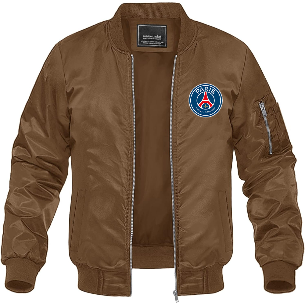 Men’s Paris Saint-Germain Soccer Lightweight Bomber Jacket Windbreaker Softshell Varsity Jacket Coat