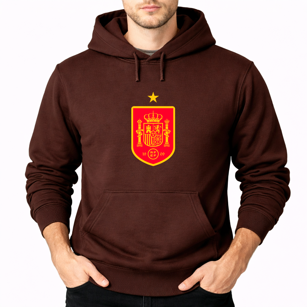 Men's Spain Red Logo National Soccer Team Pullover Hoodie