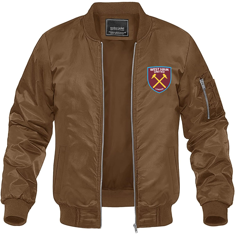 Men's West Ham United FC Lightweight Bomber Jacket Windbreaker Softshell Varsity Jacket Coat