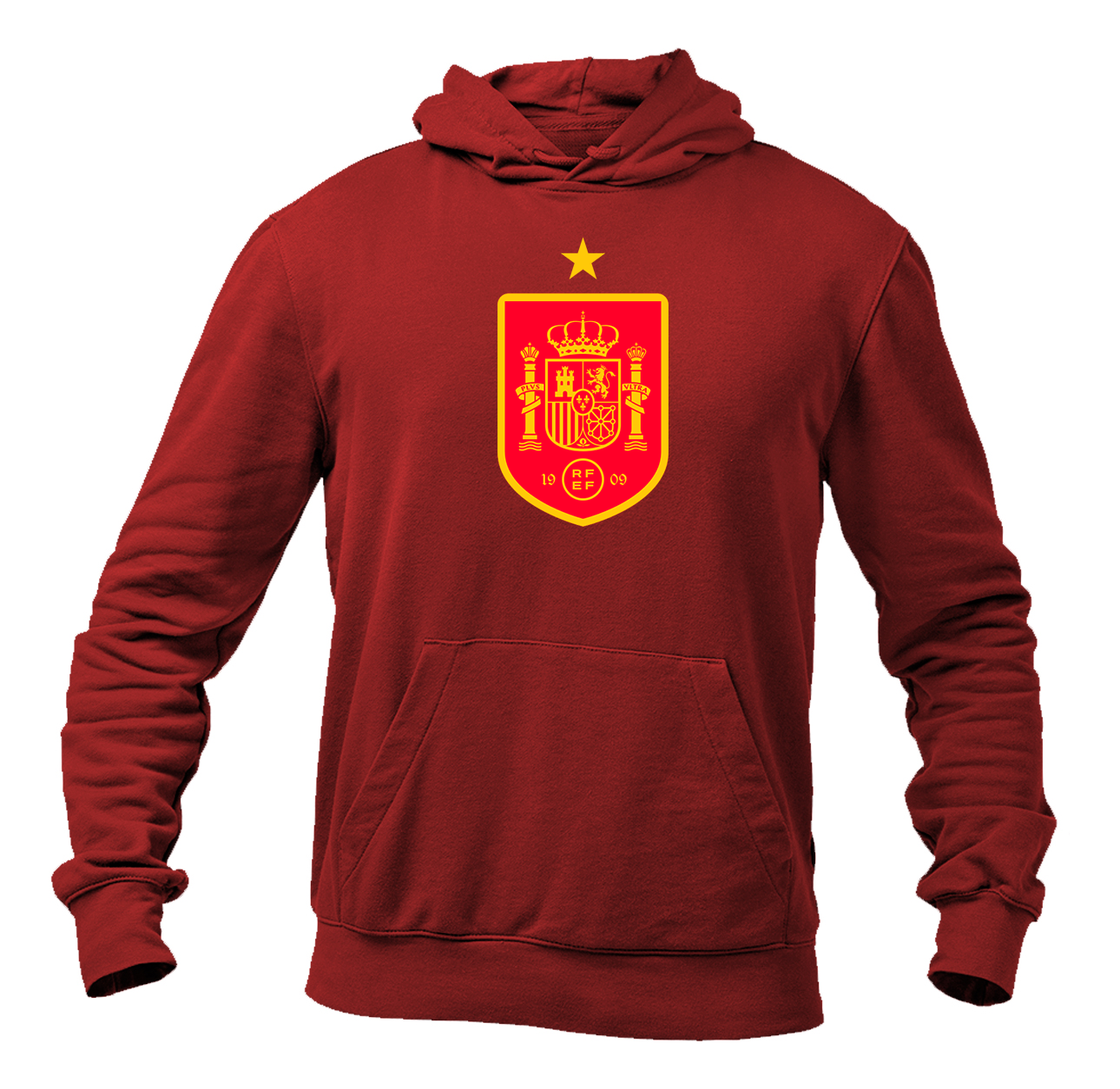 Men's Spain Red Logo National Soccer Team Pullover Hoodie