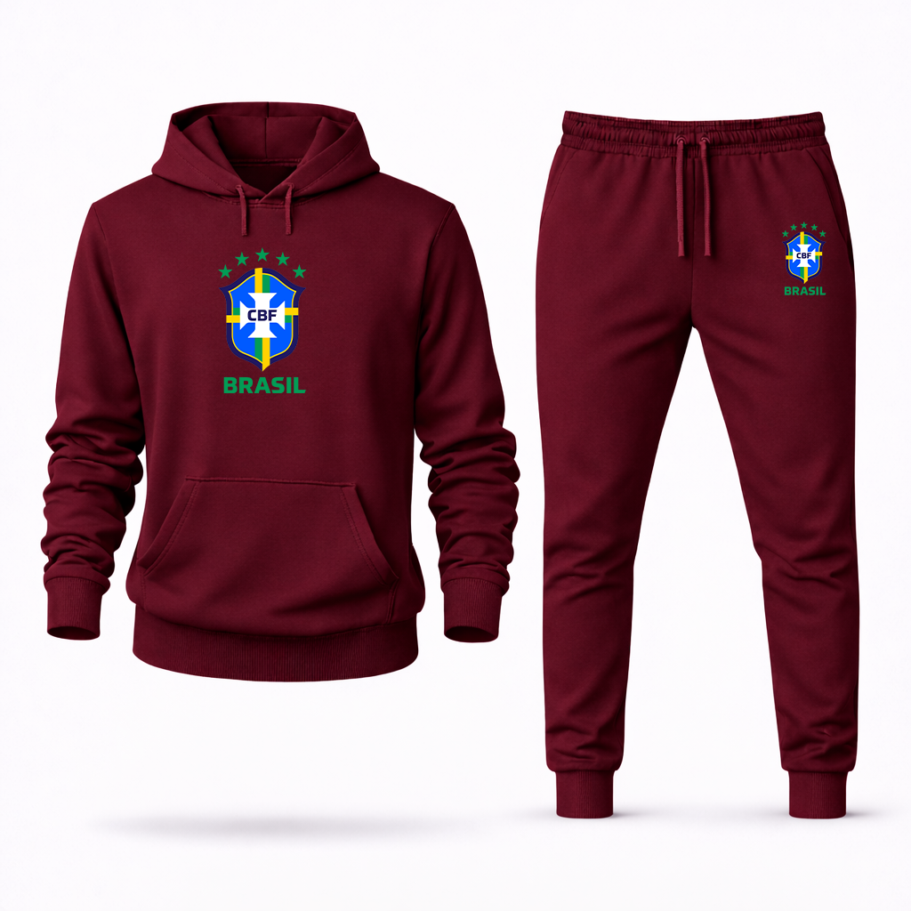 Men's Brasil National Soccer Team Hoodie Joggers Set
