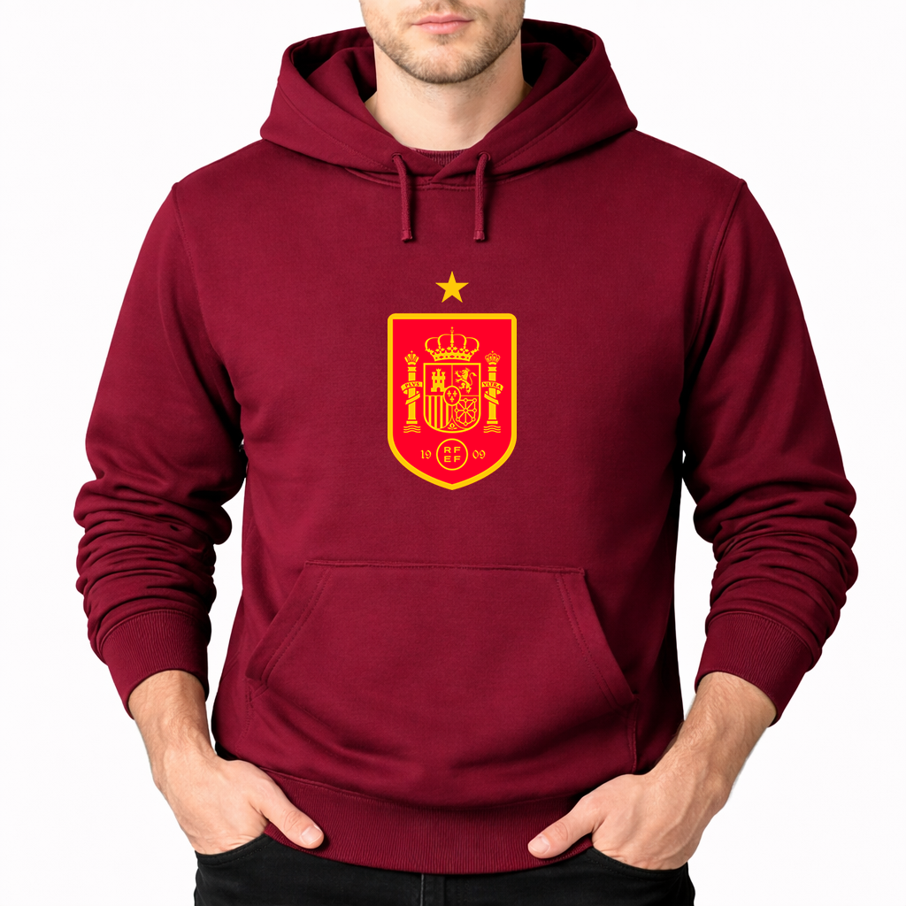 Men's Spain Red Logo National Soccer Team Pullover Hoodie