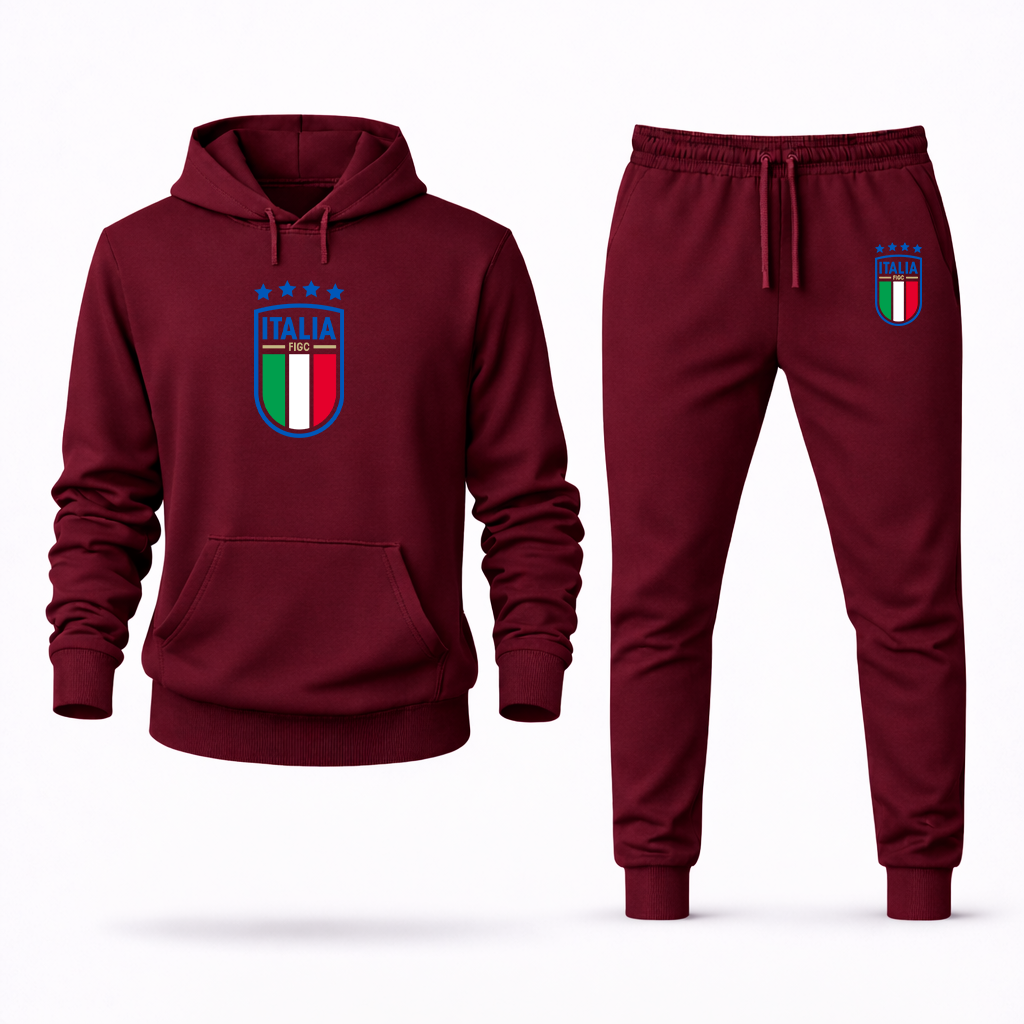 Men's Italy National Soccer Hoodie Joggers Set