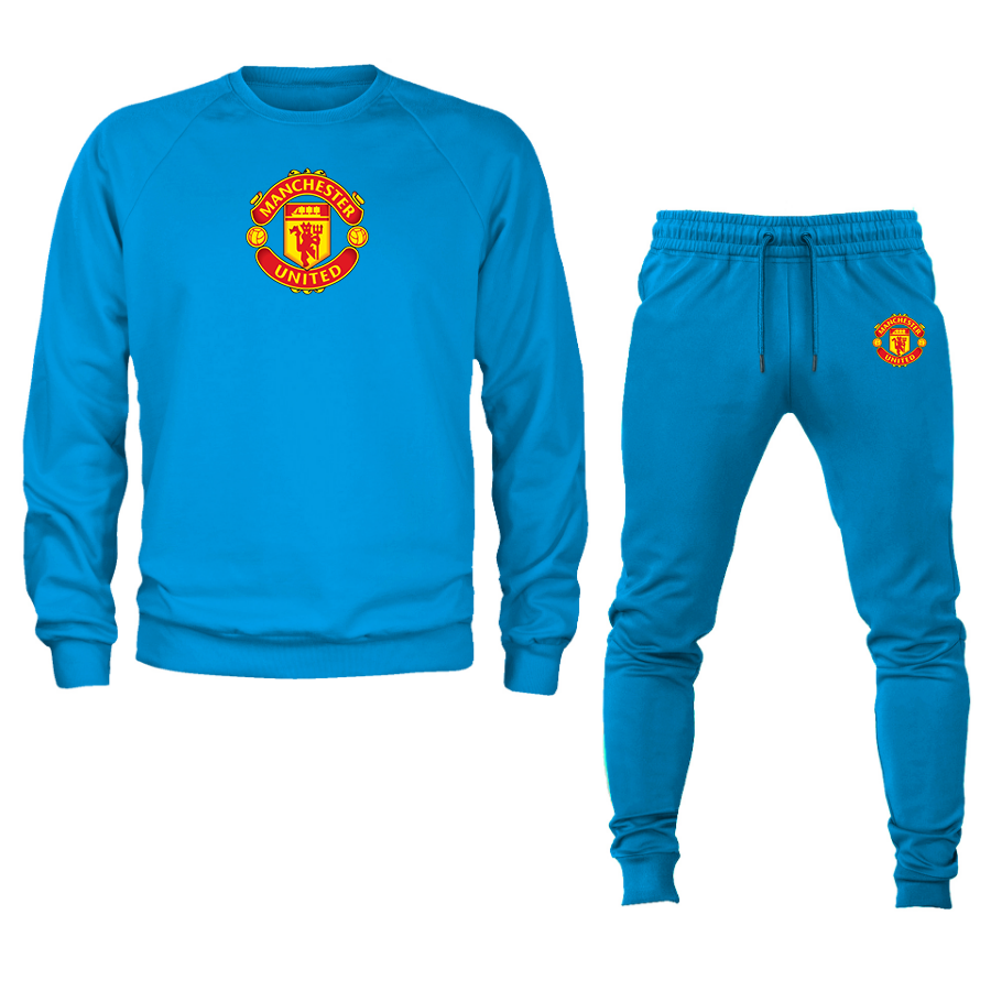 Men’s Manchester United Soccer Soccer Logo Crewneck Sweatshirt Joggers Suit