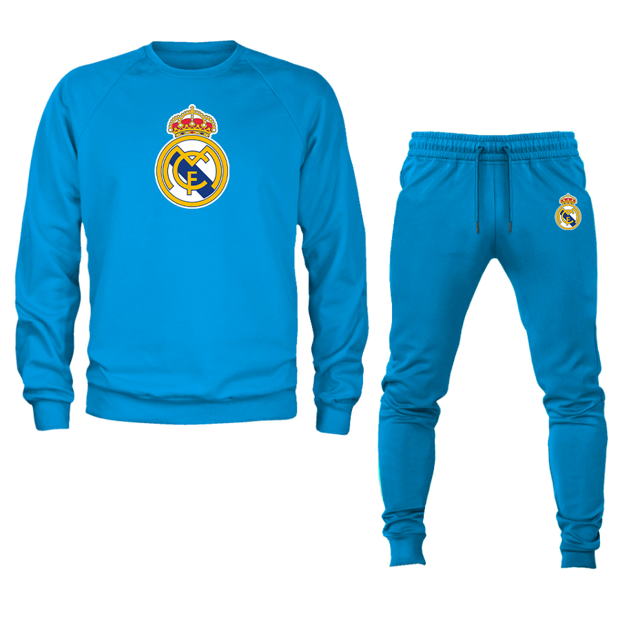 Men’s Real Madrid Soccer Logo Crewneck Sweatshirt Joggers Suit