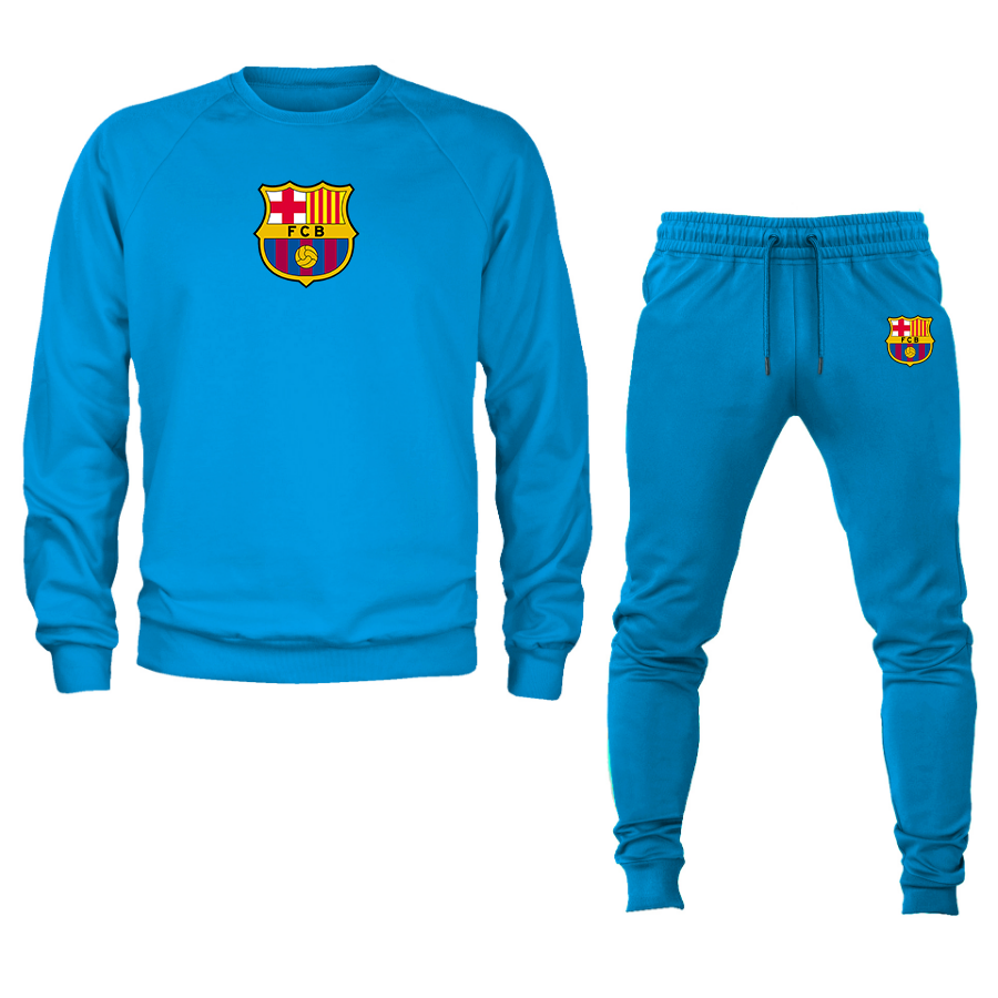 Men's F.C. Barcelona Soccer Logo Crewneck Sweatshirt Joggers Suit