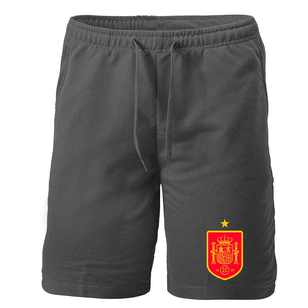 Men's Spain Red Logo National Soccer Team Athletic Fleece Shorts