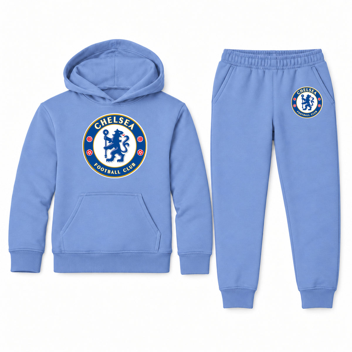 Chelsea Soccer youth hoodie jogger set, Carolina Blue, Youth Large ages 10–12