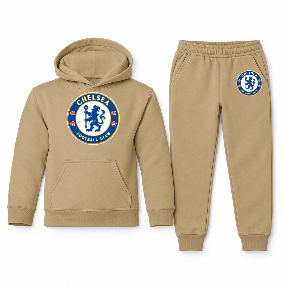 Chelsea Soccer youth hoodie jogger set, Khaki, Youth Large ages 10–12