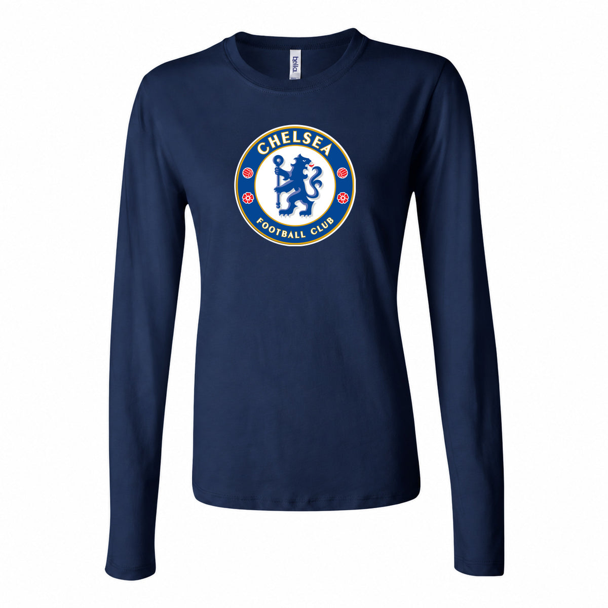 Women's Chelsea Soccer Long Sleeve T-Shirt | Color: Navy | Original artwork on Drive garment