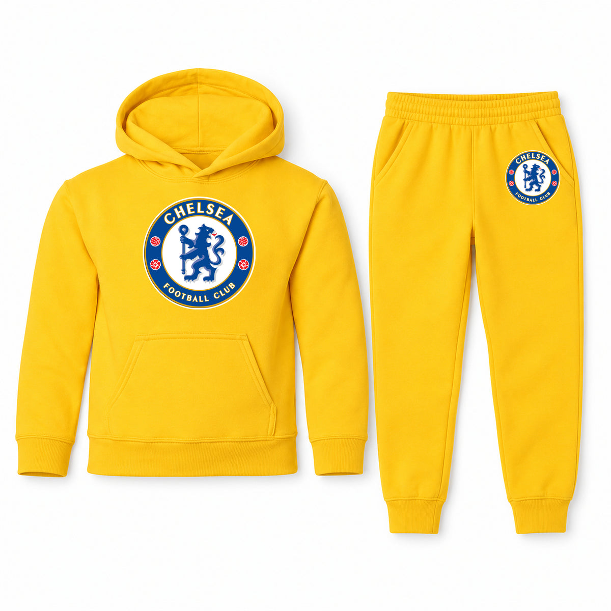Chelsea Soccer youth hoodie jogger set, Yellow, Youth Large ages 10–12