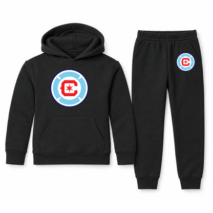 Chicago Fire Soccer youth hoodie jogger set, Black, Youth Large ages 10–12