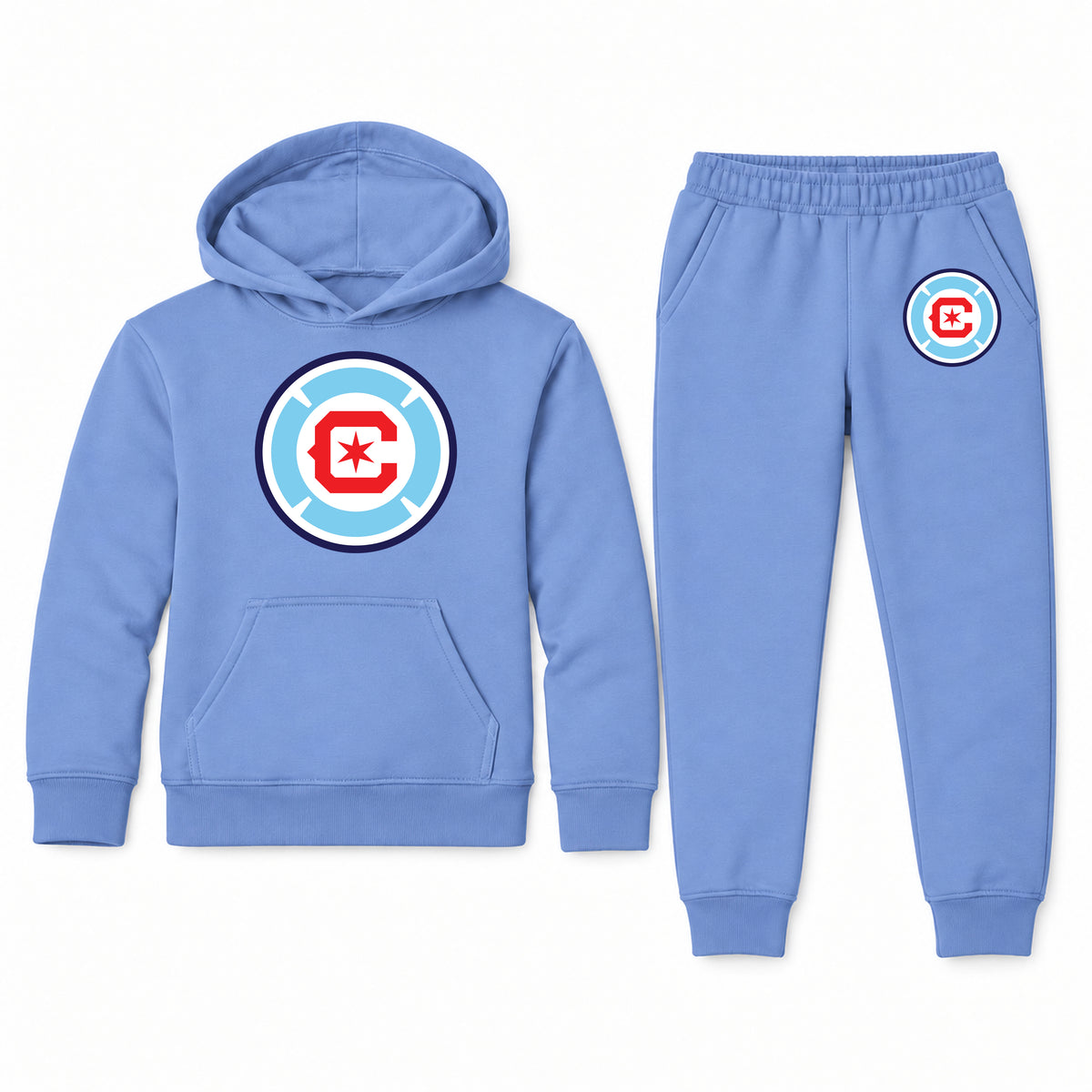 Chicago Fire Soccer youth hoodie jogger set, Carolina Blue, Youth Large ages 10–12