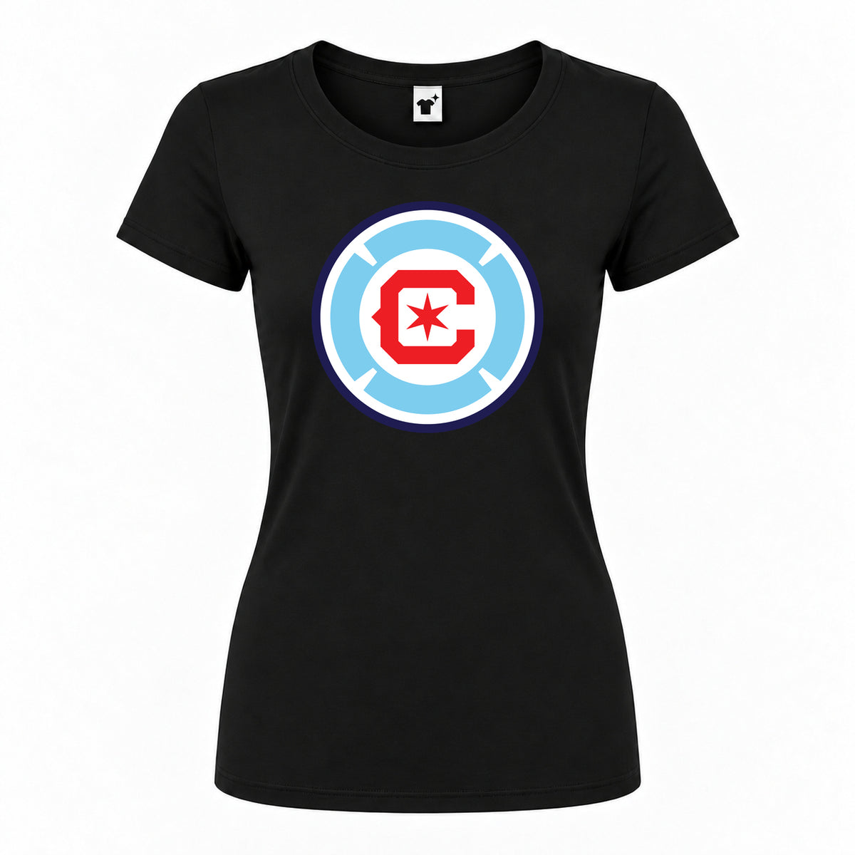 Women's Chicago Fire Soccer Round Neck T-Shirt | Color: Black