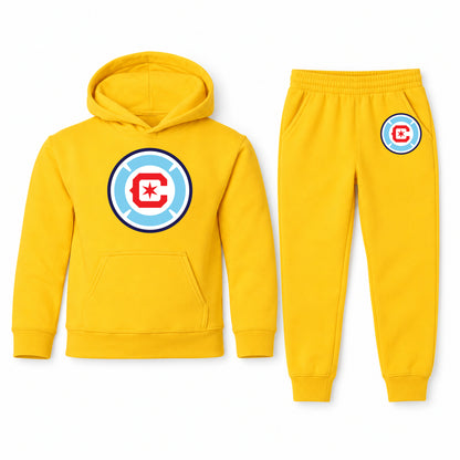 Chicago Fire Soccer youth hoodie jogger set, Yellow, Youth Large ages 10–12