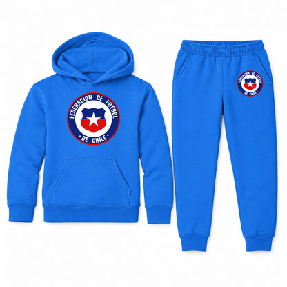 Chile National Soccer Team youth hoodie jogger set, Blue, Youth Large ages 10–12