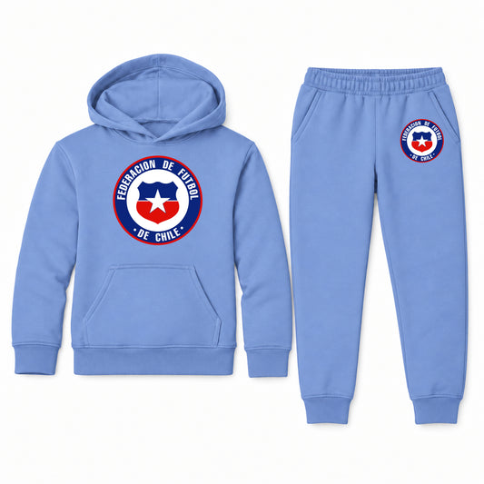 Chile National Soccer Team youth hoodie jogger set, Carolina Blue, Youth Large ages 10–12