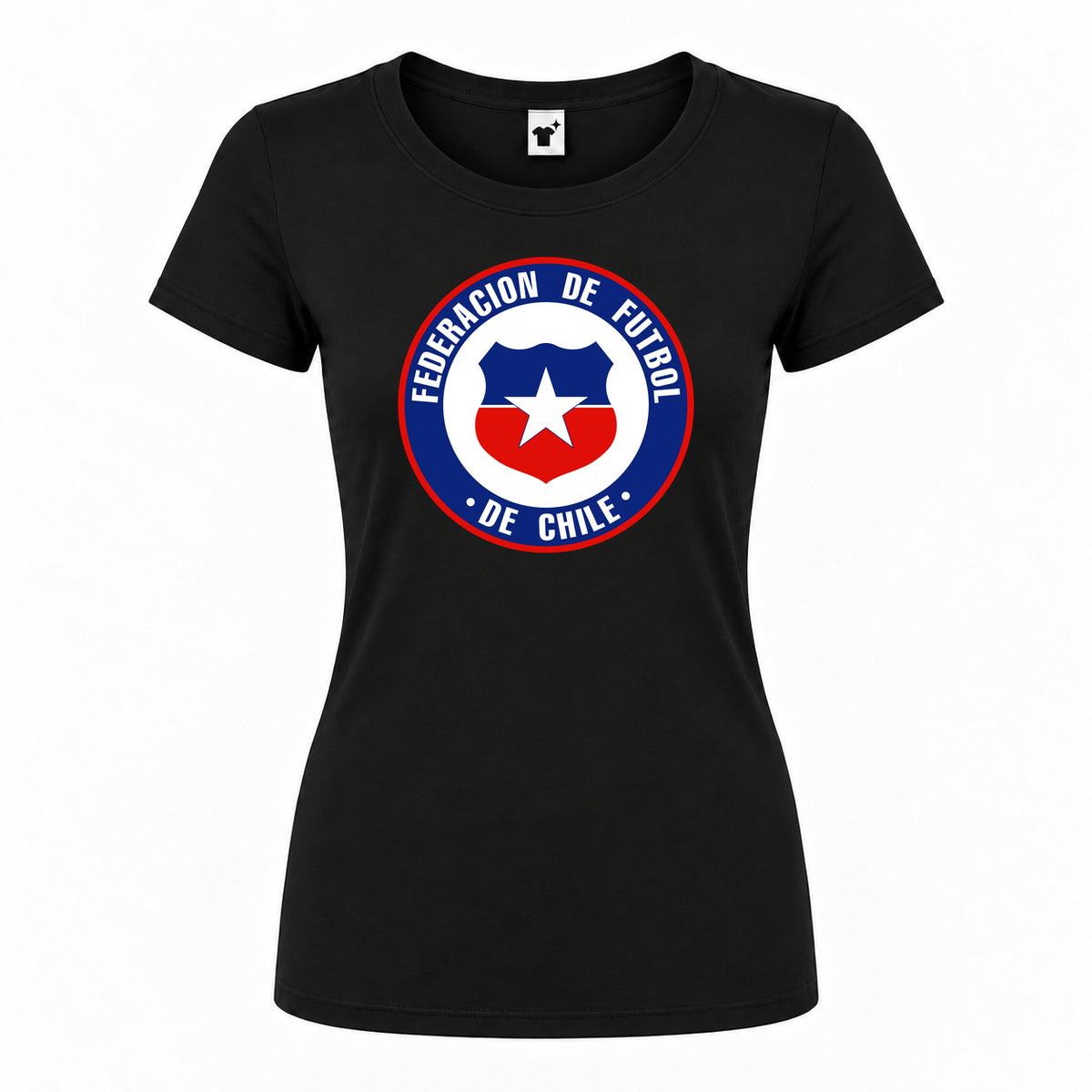 Women's Chile National Soccer Team Round Neck T-Shirt | Color: Black