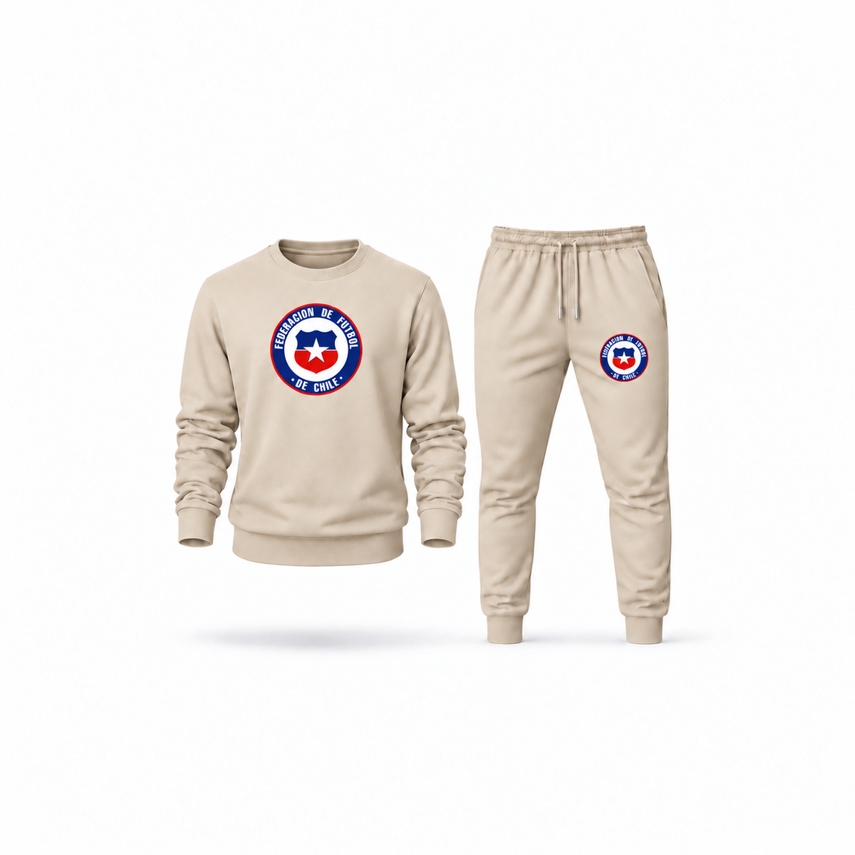 Men's Chile National Soccer Team Sweatshirt Joggers Set | Color: Tan | Main