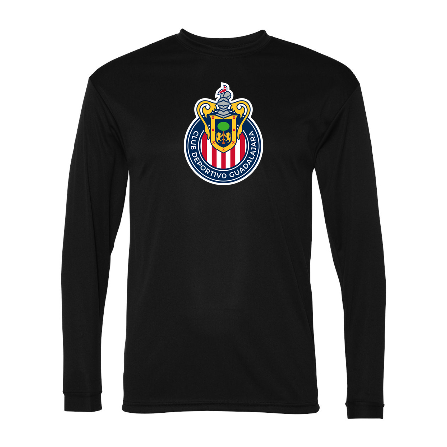 Men's Chivas Football Club Performance Long Sleeve T-Shirt | Color: Black | Original artwork on Drive garment
