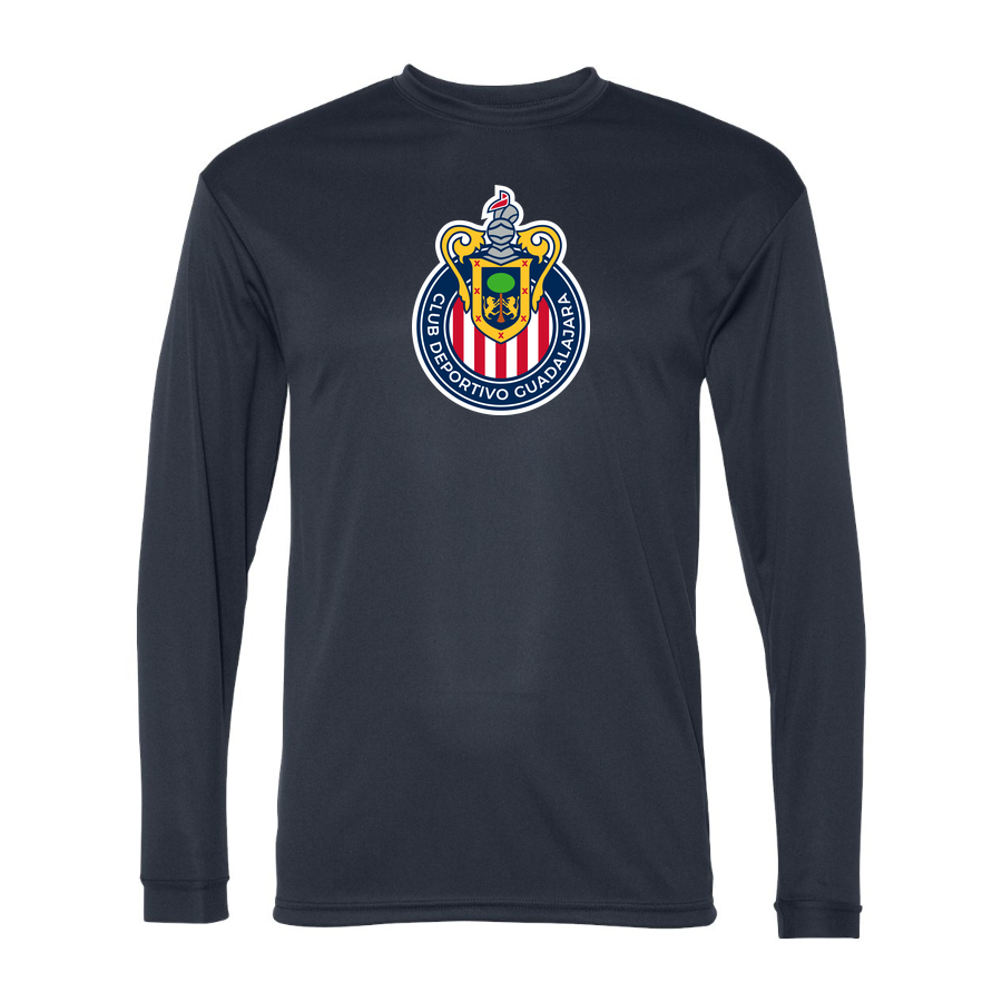 Men's Chivas Football Club Performance Long Sleeve T-Shirt | Color: Navy | Original artwork on Drive garment