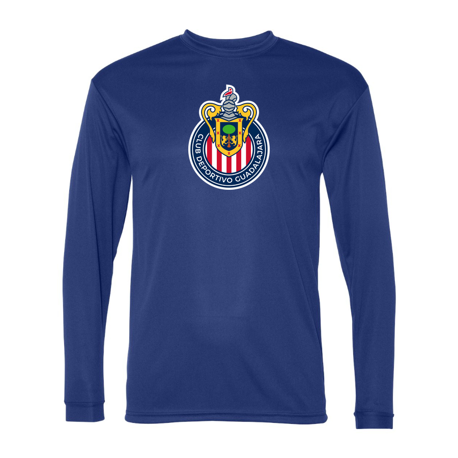 Men's Chivas Football Club Performance Long Sleeve T-Shirt | Color: Royal | Original artwork on Drive garment