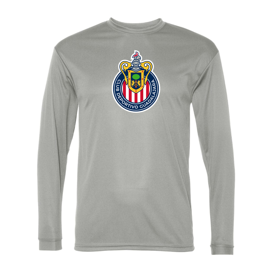 Men's Chivas Football Club Performance Long Sleeve T-Shirt | Color: Silver | Original artwork on Drive garment