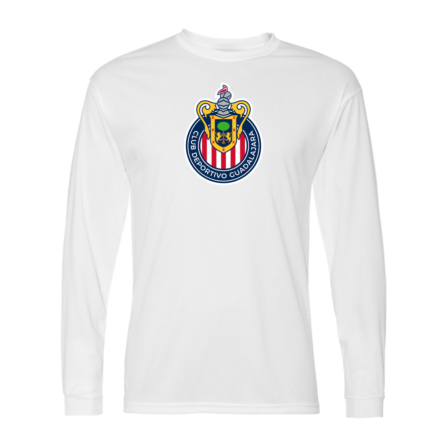 Men's Chivas Football Club Performance Long Sleeve T-Shirt | Color: White | Original artwork on Drive garment