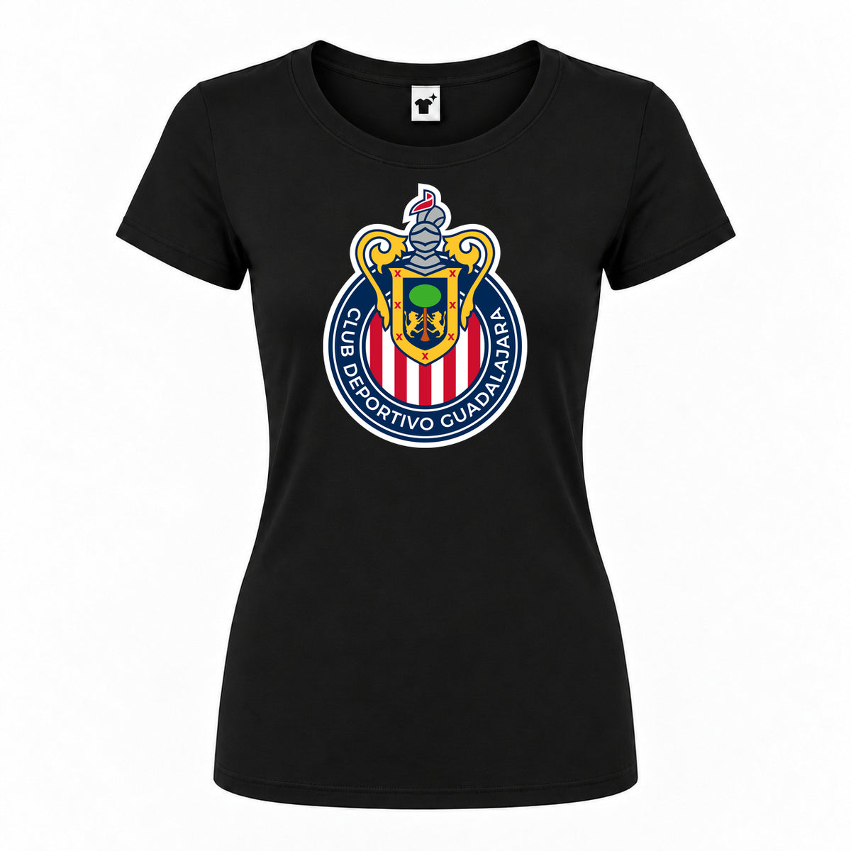 Women's Chivas Football Club Round Neck T-Shirt | Color: Black