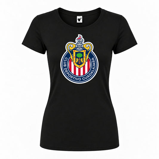 Women's Chivas Football Club Round Neck T-Shirt | Color: Black