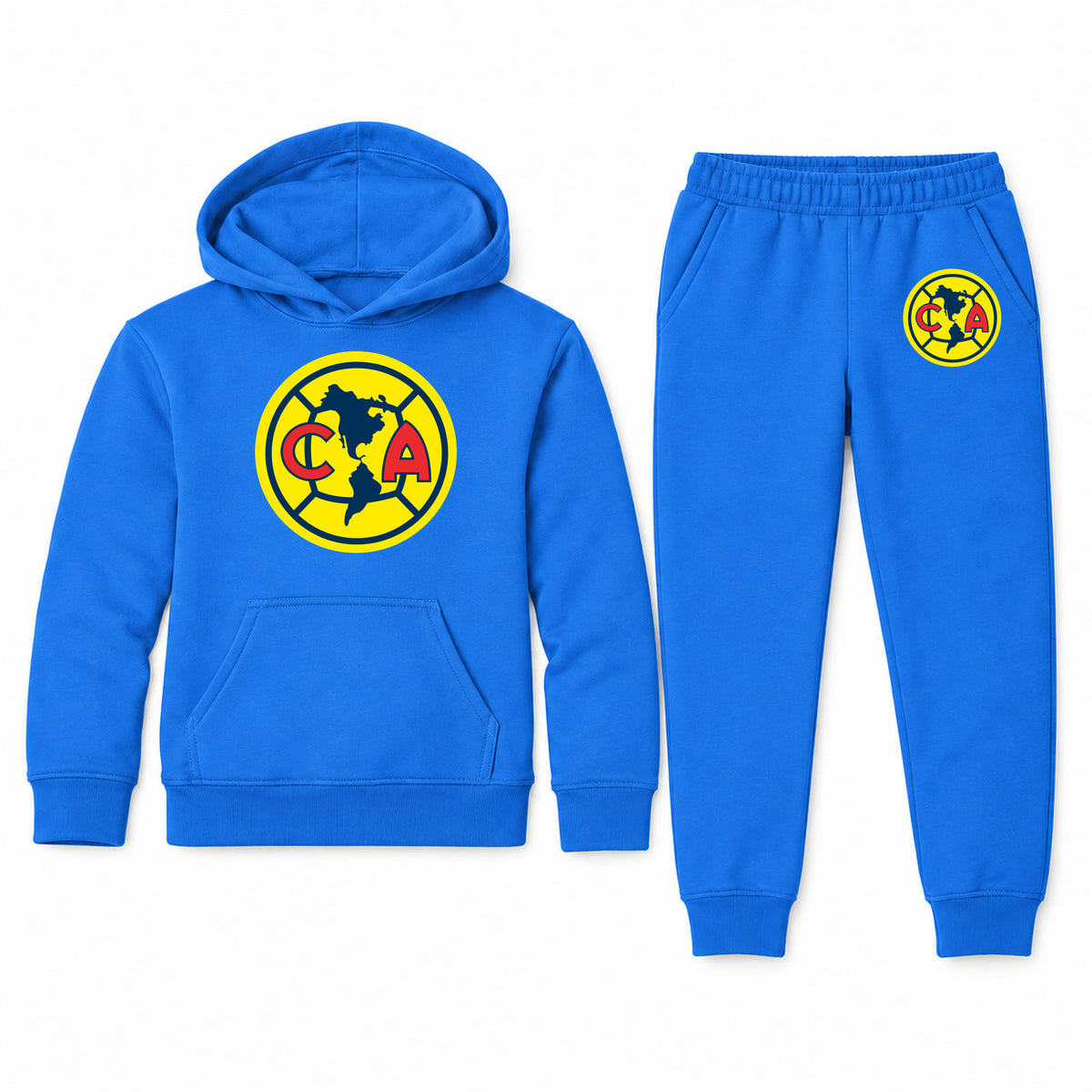 Club America Football youth hoodie jogger set, Blue, Youth Large ages 10–12