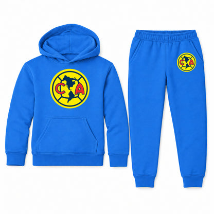 Club America Football youth hoodie jogger set, Blue, Youth Large ages 10–12